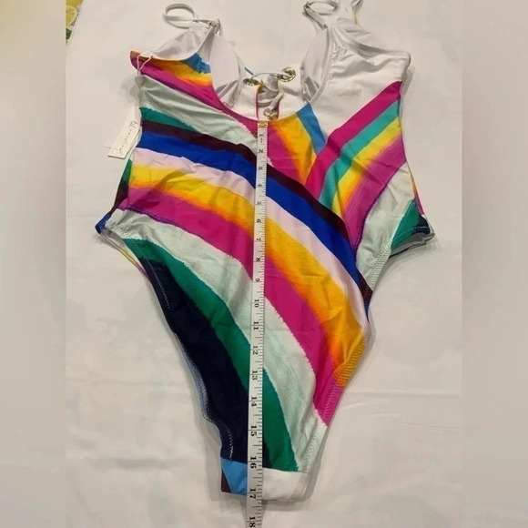 SUNSHINE 79 Rainbow Plunging V - Neck Mai One Piece Swimsuit Size 14 - Picture 6 of 6